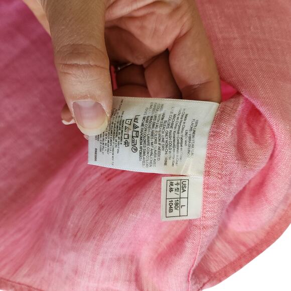 Brooks Brothers Mens 346 The Original Polo Linen Shirt Size Large Pink Button Up - Picture 10 of 12